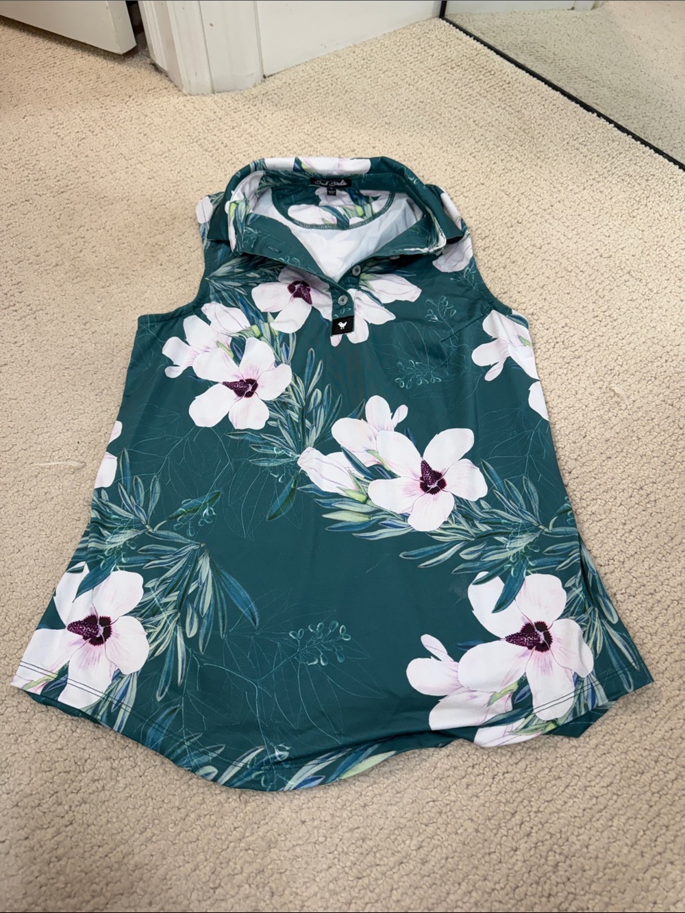 Bad Birdie Teal Floral Hooded Golf Tank